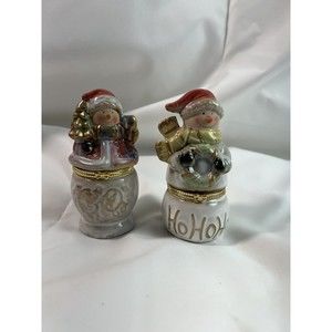 Holidays Christmas Snowmen Clause 4.5” Porcelain Trinket Box Lot of‎ 2